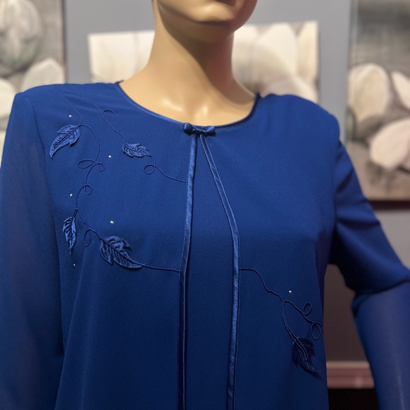 Che Studio Royal Blue Dress tier embellished Dressy Formal sz 16  Church NWT - Picture 7 of 12
